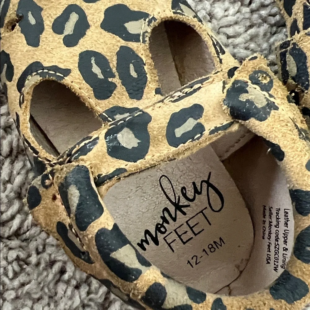 Monkey Feet Cheetah Print Mary Jane Moccasin Baby Walkers Shoes
